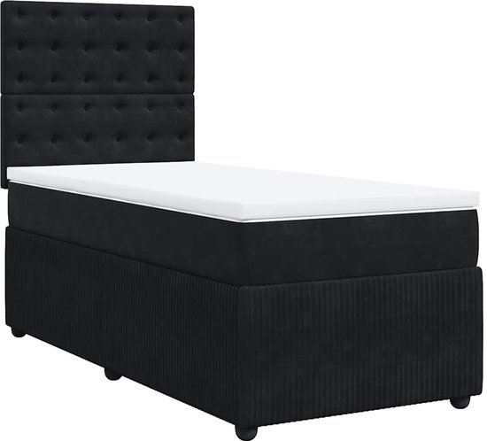 vidaXL - Sommier tapissier - avec - matelas - velours - noir - 100x200 - cm