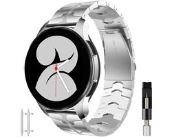 Stravo 22mm Stalen Horlogebandje – RVS Sarmtwatch 22mm band - luxe smartwatch bandje geschikt voor Samsung Galaxy Watch 1 46mm / Galaxy Watch 3 45mm / Gear S3 Classic & Frontier - Amazfit GTR 47mm / GTR 2 / GTR 3 - OnePlus Watch - Zilver
