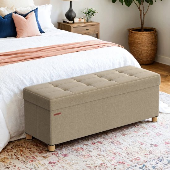 Banc de rangement - Banc pliant - Avec espace de rangement et Pieds - Moderne et pratique - Marron