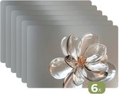 Napperons - 6 pièces - 45x30 cm - Set de table en plastique - Bloem - Verres - Transparent - Dessous de Assiettes - Décoration de table - Accessoires de décoration de table de Cuisine - Dessous de verre en Vinyl - Décoration de table