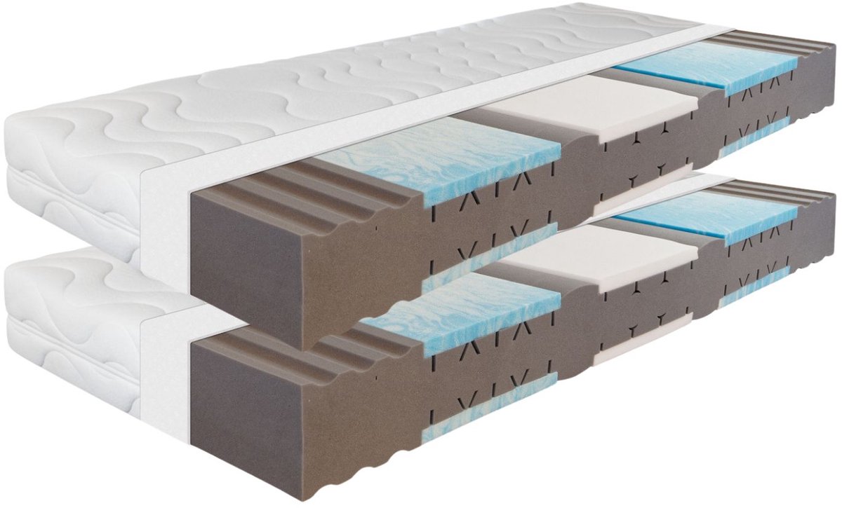 Sleepneo matras 200x200 - 19 cm dik - 7 zones - H2/H3 - Sleepneo - koudschuim - gemiddeld wit