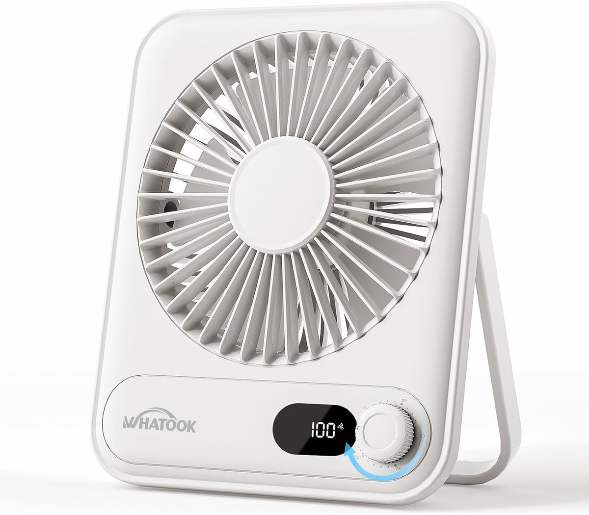 Stille, Draagbare USB-tafelventilator met 5000 mAh Accu en Traploze Regelaar - Ideaal voor Kantoor, Thuis en Reizen