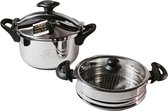 Bol.com Royal Swiss® Snelkookpan 2-in-1 & Couscouspan – 8L – Ø24cm – RVS – Gezond & Snel Koken – Handmatig – Multifunctioneel aanbieding