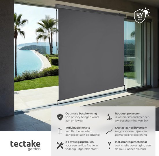 Strattore Verticale Luifel Uitschuifbare 180x250 cm - rolgordijn voor voor balkon terras tuin buiten - luifel voor windscherm zonwering en inkijkbescherming waterdicht zonnescherm - Matcha Groen