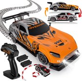 Overmax X-Tireburner Bestuurbare Auto – DRIFT & Race – 20 km/h – 2 Carrosserieën - 2 Snelheidsstanden – 2 Batterijen – 40 min Speeltijd – 2 Wielensets – LED Verlichting – Obstakelset – Gecodeerde Besturing – RC Auto