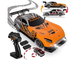 Overmax X-Tireburner Bestuurbare Auto – DRIFT & Race – 20 km/h – 2 Carrosserieën - 2 Snelheidsstanden – 2 Batterijen – 40 min Speeltijd – 2 Wielensets – LED Verlichting – Obstakelset – Gecodeerde Besturing – RC Auto