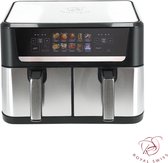 Bol.com Royal Swiss® Dubbele Airfryer 12L – Airfryer Dubbele Mand – 10 Programma’s – 2800W – Gezond Koken – RVS Heteluchtfriteuse aanbieding