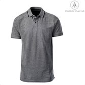 Chris Cayne heren poloshirt - XL - blauw - two tone - gemeleerd - kleine print - borstzak - luxe polo - 100 % Katoen - jacquard kraag