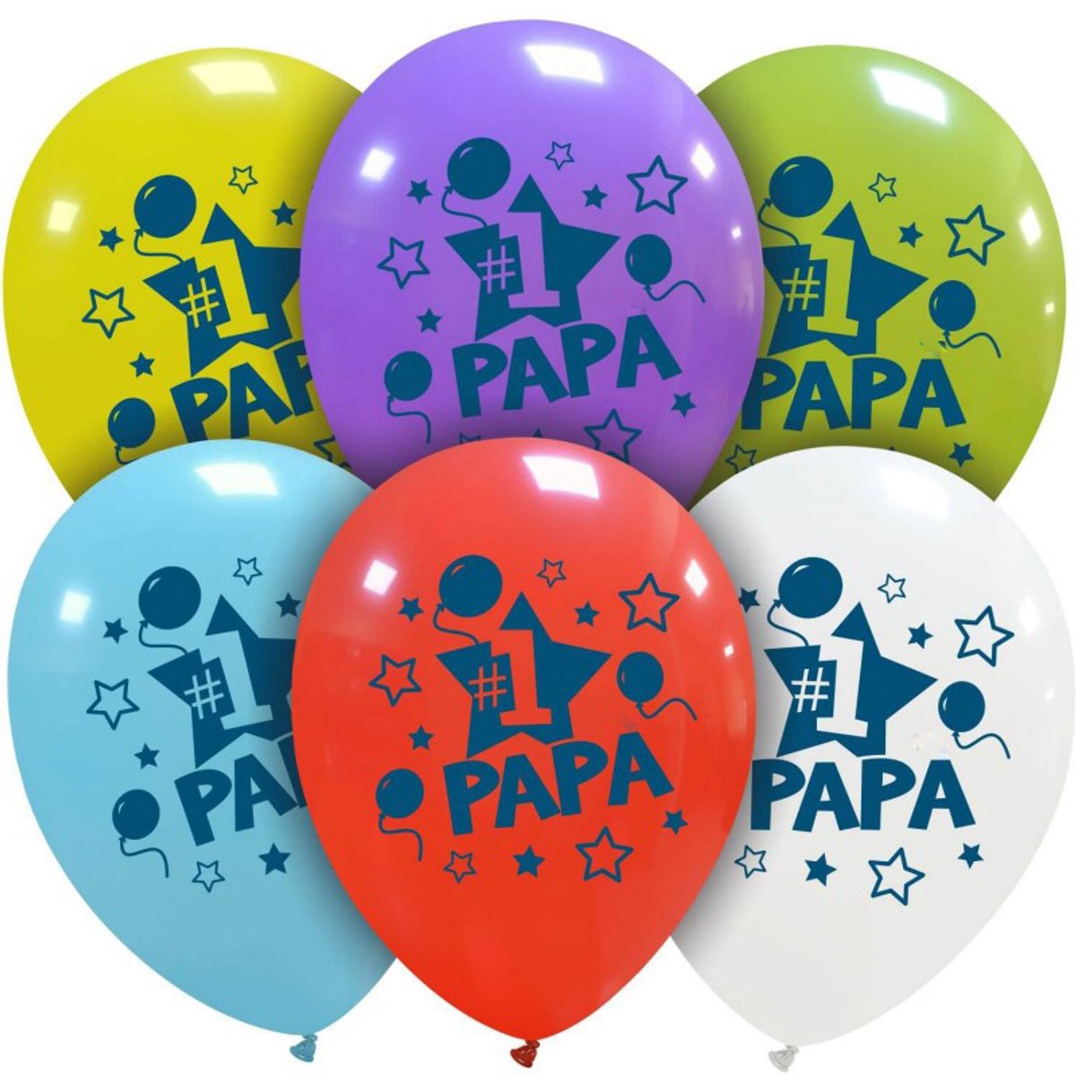 Vaderdag Papa nr 1 ballonnen, 6 st., 30 cm