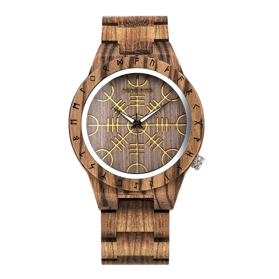 Montre à Quartz en bois Viking BOBO BIRD Homme Runes nordiques