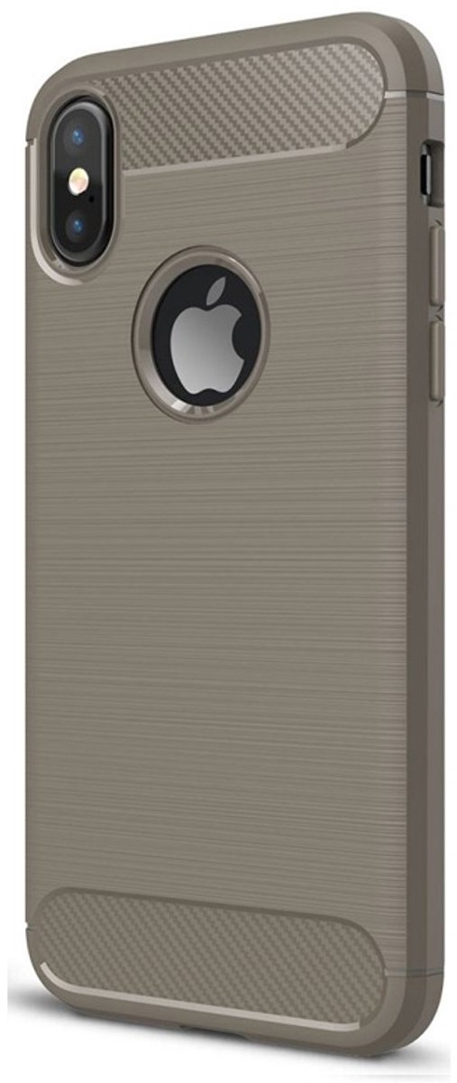 Mobiq Carbon Look Hoesje geschikt voor iPhone XS Max - Flexibele TPU Case
