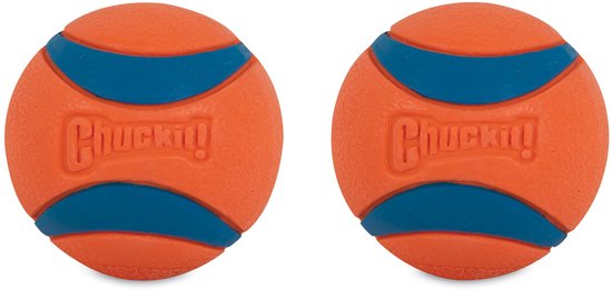 Chuckit! Ultra Ball – Hondenspeelgoed – Hondenbal – Apporteerspeelgoed – S – Ø 5 cm – Oranje/Blauw - 2 Stuks