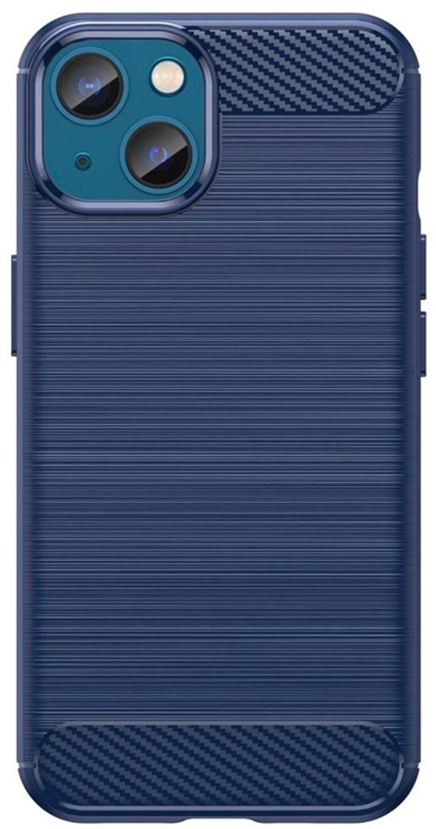 Mobiq Carbon Look Hoesje geschikt voor iPhone 14 Plus - Flexibele TPU Case