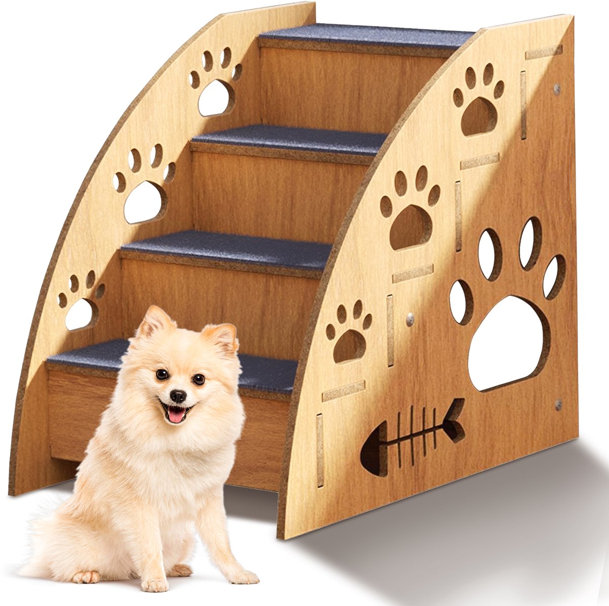 Taplay hondentrap 4 treden houtlook 45 cm hoog antislip
