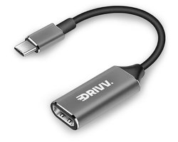 Drivv. USB C naar HDMI Adapter - Ondersteunt 4K 30Hz - Converter - Type C to HDMI - Thunderbolt 3 - Grijs