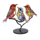 Décoration d'oiseaux - Figurines en fer - Peintes à la main et colorées - Décoration de table d'intérieur - Pour les amoureux des oiseaux - Multicolore - 3 oiseaux - 1 ensemble