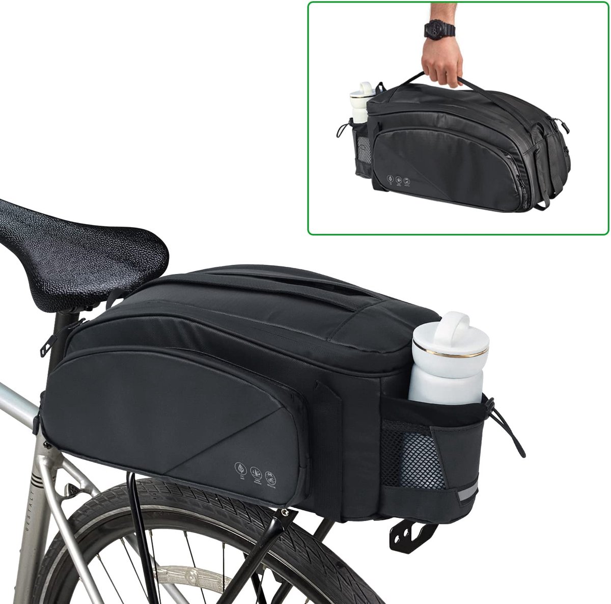 Ibenzoa® Fietstas voor Bagagedrager met Reflecterende Veiligheidskenmerken en Multifunctioneel Ontwerp, 11 Liter Capaciteit