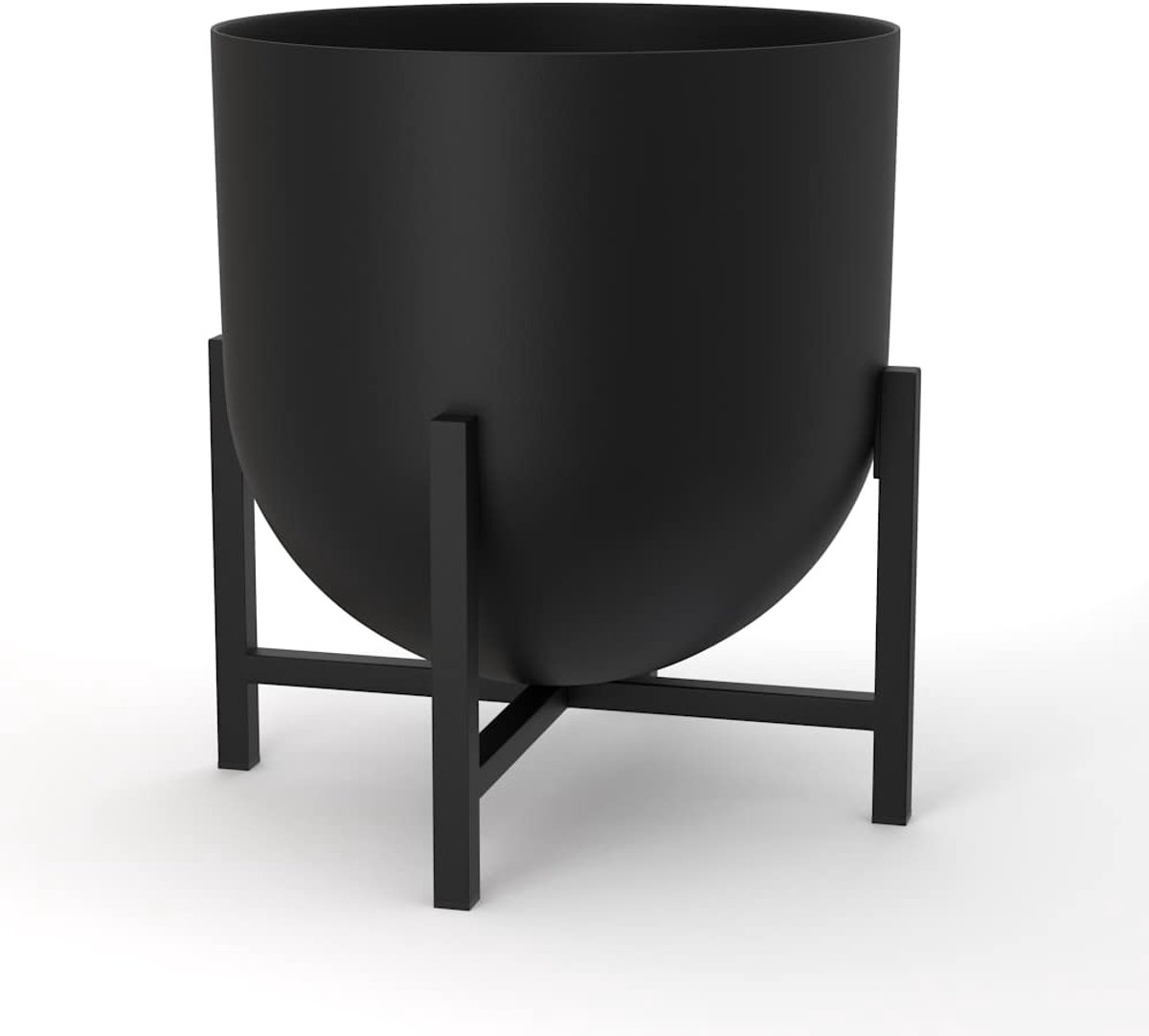 Ibenzoa® Stijlvolle Metalen Plantenpot Met Tijdloze Zwarte Standaard Voor Binnen Gebruik, 22 cm Diameter