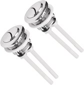 Boutons De Chasse D'eau De Rechange - Compatible Toilettes Double Bouton Poussoir - ABS Chromé - Dimensions 75x49 Mm - Installation Facile à Visser - 8