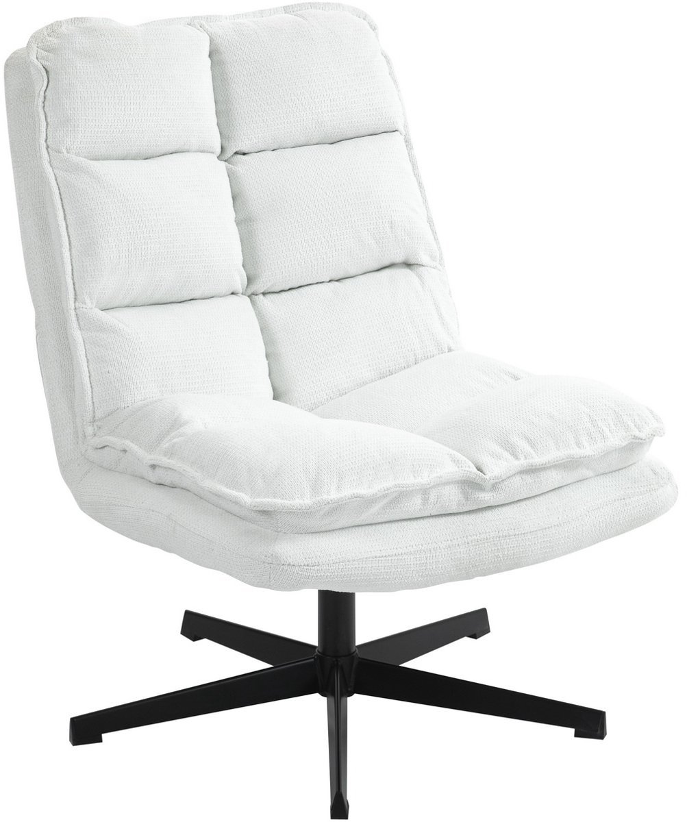 MEUBLES COSY-360° draaibare loungestoel-met opklapbare rugleuning-dikke stoffen bekleding-wit-65x79,5x85cm