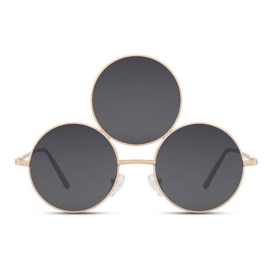 Zonnebril rond - Zonnebrillen - Festival bril - Rave bril - Glasses - 3 glazen - Zwart van Merkloos — afbeelding 2