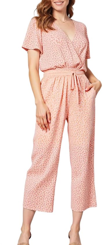 Zomerse Rosé jumpsuit - Luchtige pasvorm - Luipaard - Roze - Mode - Bodysuit