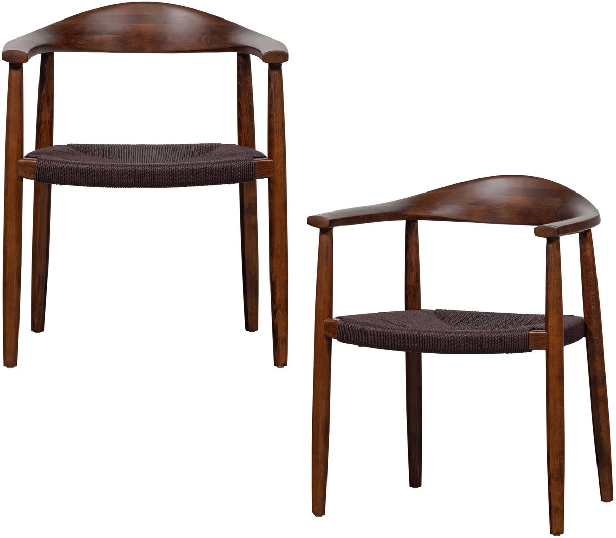 Embrace Eetkamerstoelen Gevlochten - Donkerbruin - Set van 2