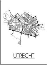 DesignClaud Utrecht Plattegrond poster - A2 + fotolijst wit (42x59,4cm)