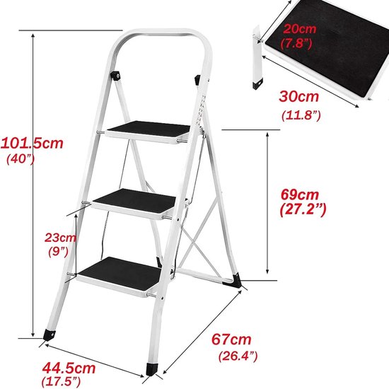 BONTEC Escalera plegable con plataforma de herramientas Bolsa de her