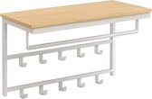 IN.HOMEXL - Ramon - Kapstokken- Kapstok voor Kledinghangers - Industrieel - Wit met Zwarte Haken - 60x30x42cm - 10 Haken Wit