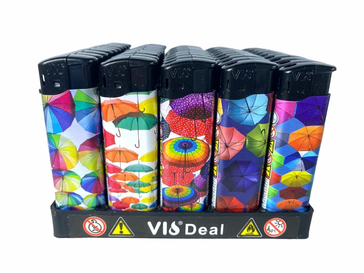 Goedkoopste Klik aanstekers 50 stuks in tray navulbaar - Vio deal electronic aansteker - Unilite lighters