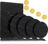NAZROM® Inductie Beschermer – 7x Stijlvolle Set Panbeschermers Voor Kookplaat – Inductie Mat, Afdekplaat Voor Elk Formaat Inductie Kookplaat En Kookzone - Compatibel Met Elke Temperatuur - Geschikt voor Booster Functie - Verbeterde Versie - Marmer