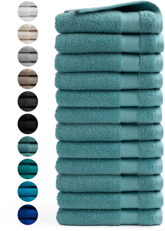 DoubleDry Handdoeken 50 x 100 - set van 12 - Hotel kwaliteit 500 g/m2 - 12x Denimblauw