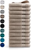 DoubleDry Handdoeken 50 x 100 - set van 12 - Hotel kwaliteit 500 g/m2 - 12x BeigeTaupe