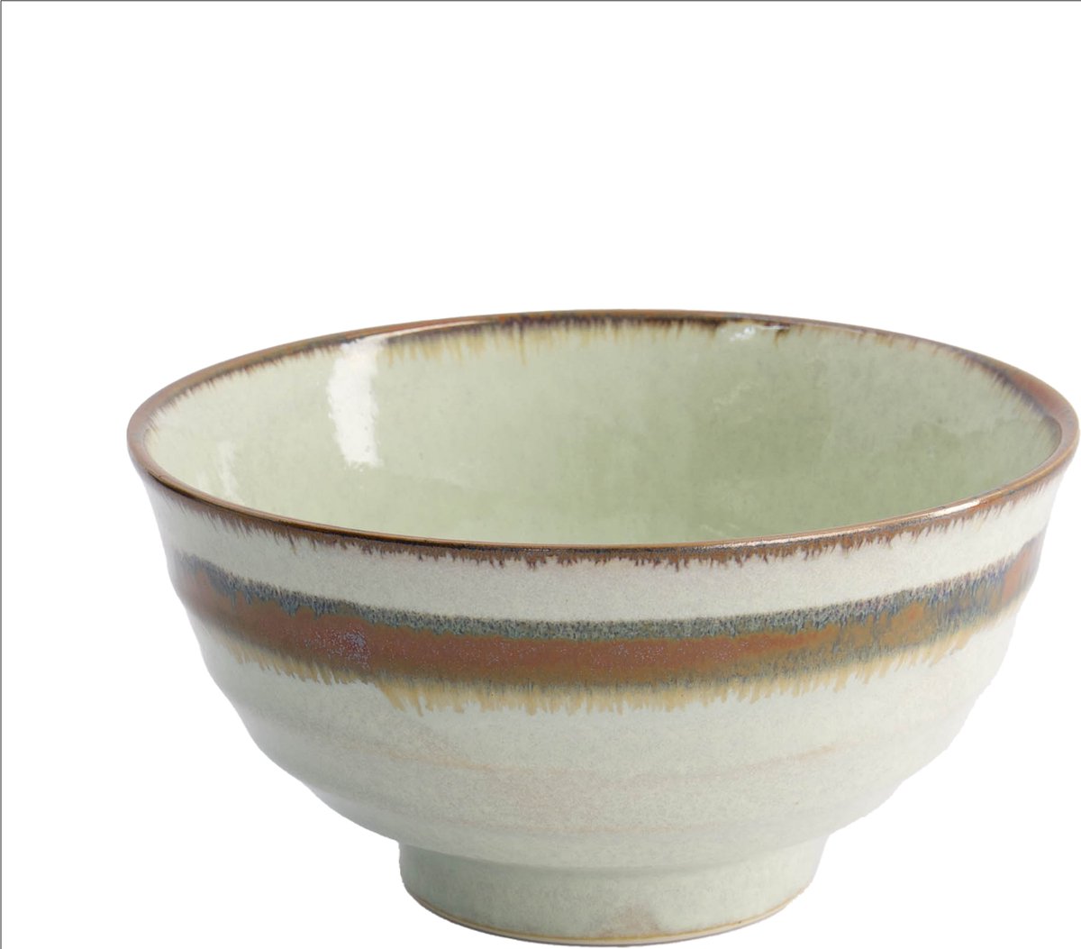 Tokyo Design Studio – Wasabi – Ramen Bowl – Noodle Kom - Beige/Groen – 17x9cm – 900ml