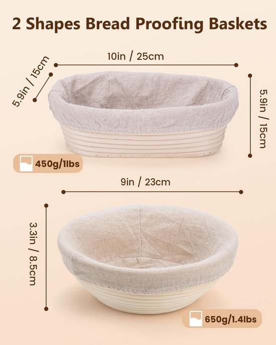 Bread Bosses Ovale Brood Banneton Proofing Basket - 10 Inch