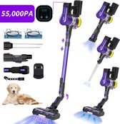 Grenintol - Steelstofzuiger-Steelstofzuiger Draadloos- Snoerloze stofzuiger-55000Pa /500W Touchscreen en anti - klit borstel-Steelstofzuigers- Batterijduur tot 60 minuten- 2500mAh-1,2L Stofbak - Geschikt voor tapijt, harde vloeren en dierenhaar-Paars