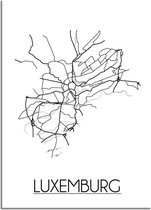 DesignClaud Luxemburg Plattegrond poster A4 + Fotolijst zwart