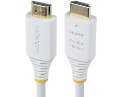 StarTech.com 3m Premium Gecertificeerde High Speed HDMI Kabel, 4K 60Hz/1440p 144Hz, HDR10/HDCP 2.2/ARC, 18Gbps, UHD HDMI 2.0 Kabel voor TV/Monitor/Scherm, TPE Mantel, Wit