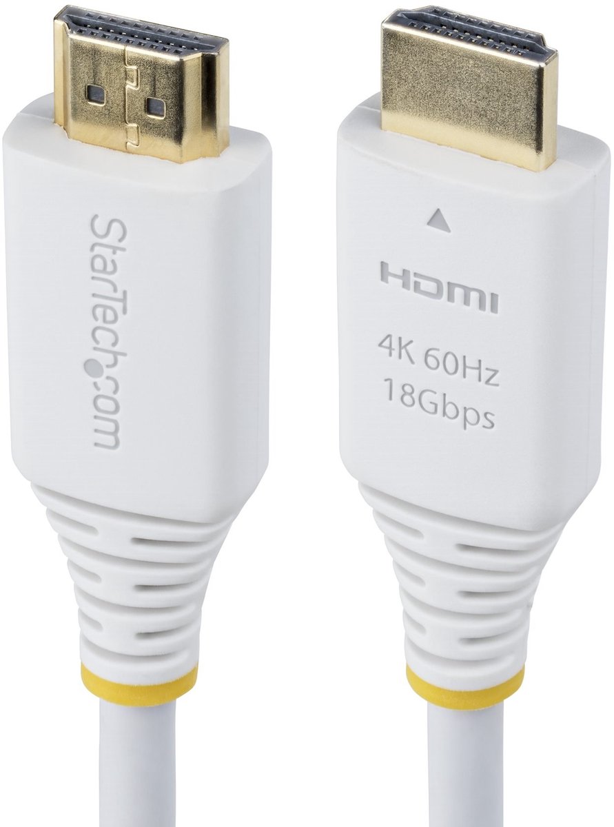 StarTech.com 3m Premium Gecertificeerde High Speed HDMI Kabel, 4K 60Hz/1440p 144Hz, HDR10/HDCP 2.2/ARC, 18Gbps, UHD HDMI 2.0 Kabel voor TV/Monitor/Scherm, TPE Mantel, Wit