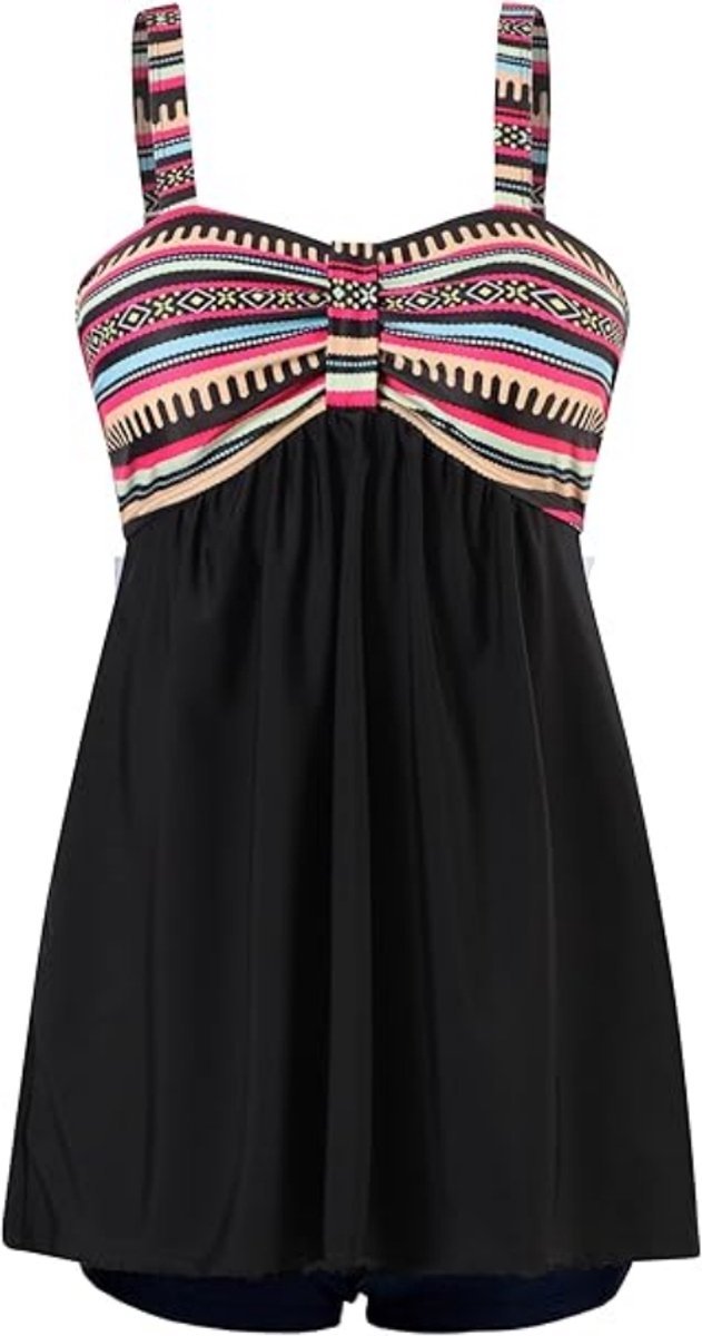 Dameszwempak met buikcontrole, V-hals, Monokini, Hoge Taille, Sportbadpak, Geruffeld