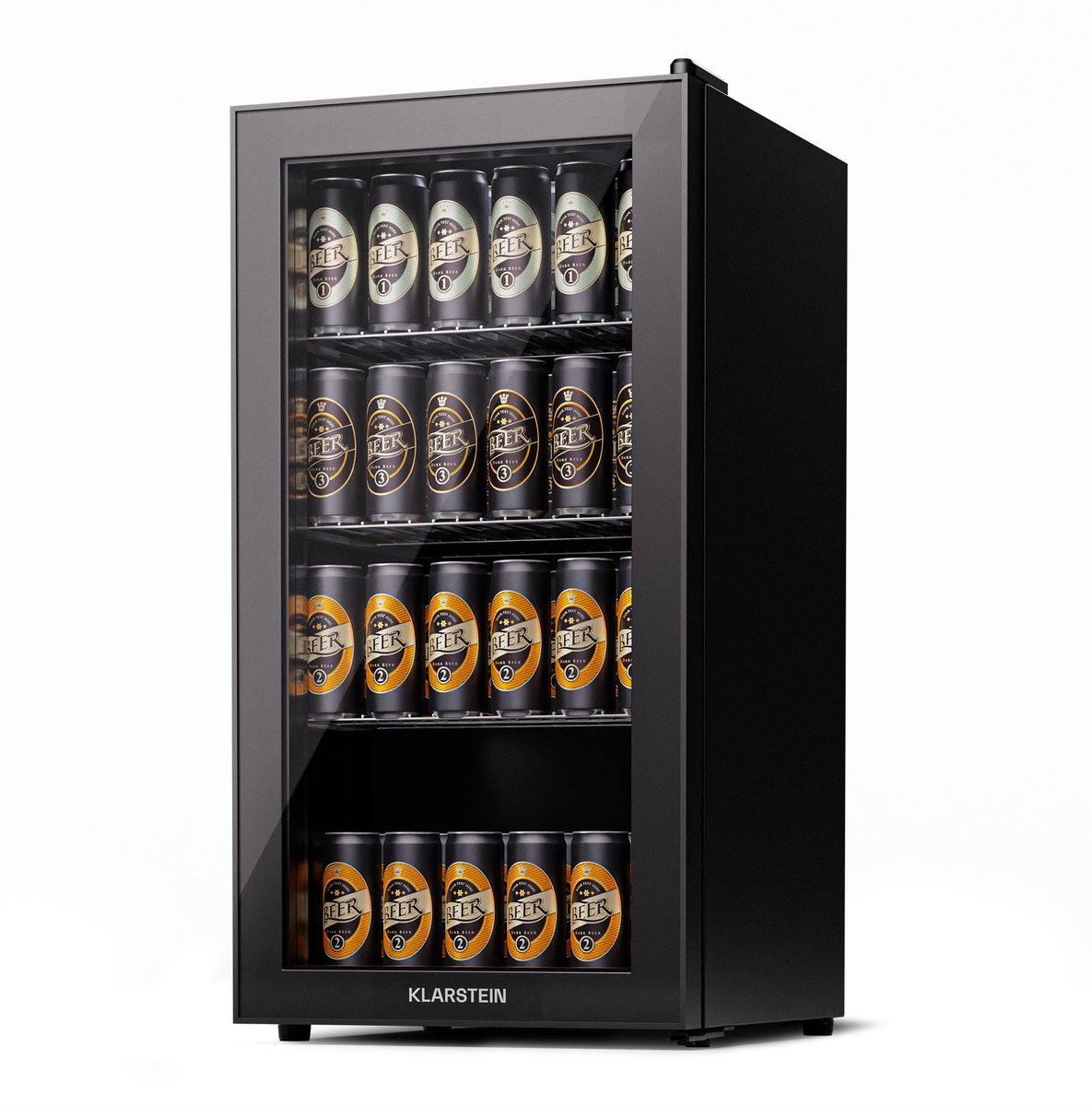 Klarstein koelkast met glazen deur, stille roestvrijstaal koelkast, indoor/outdoor drankenkoelkast, smalle wijnkoelkast voor dranken, 74L koelkast met uitneembare schappen, 3-18°C - 45 cm - Touch - RVS - Wijnklimaatkast - Wijnkast