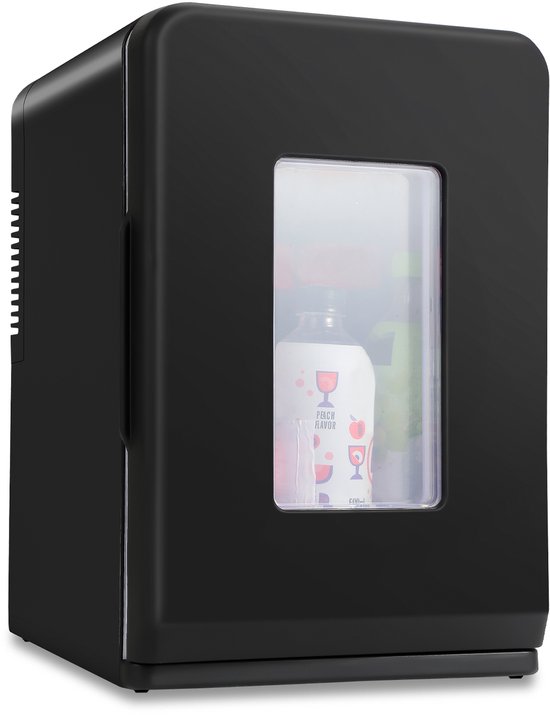 Minikoelkast 15L met Koel- en Verwarmfunctie 12V/220V Draagbaar Stille Autokoelkast Zwart Glas