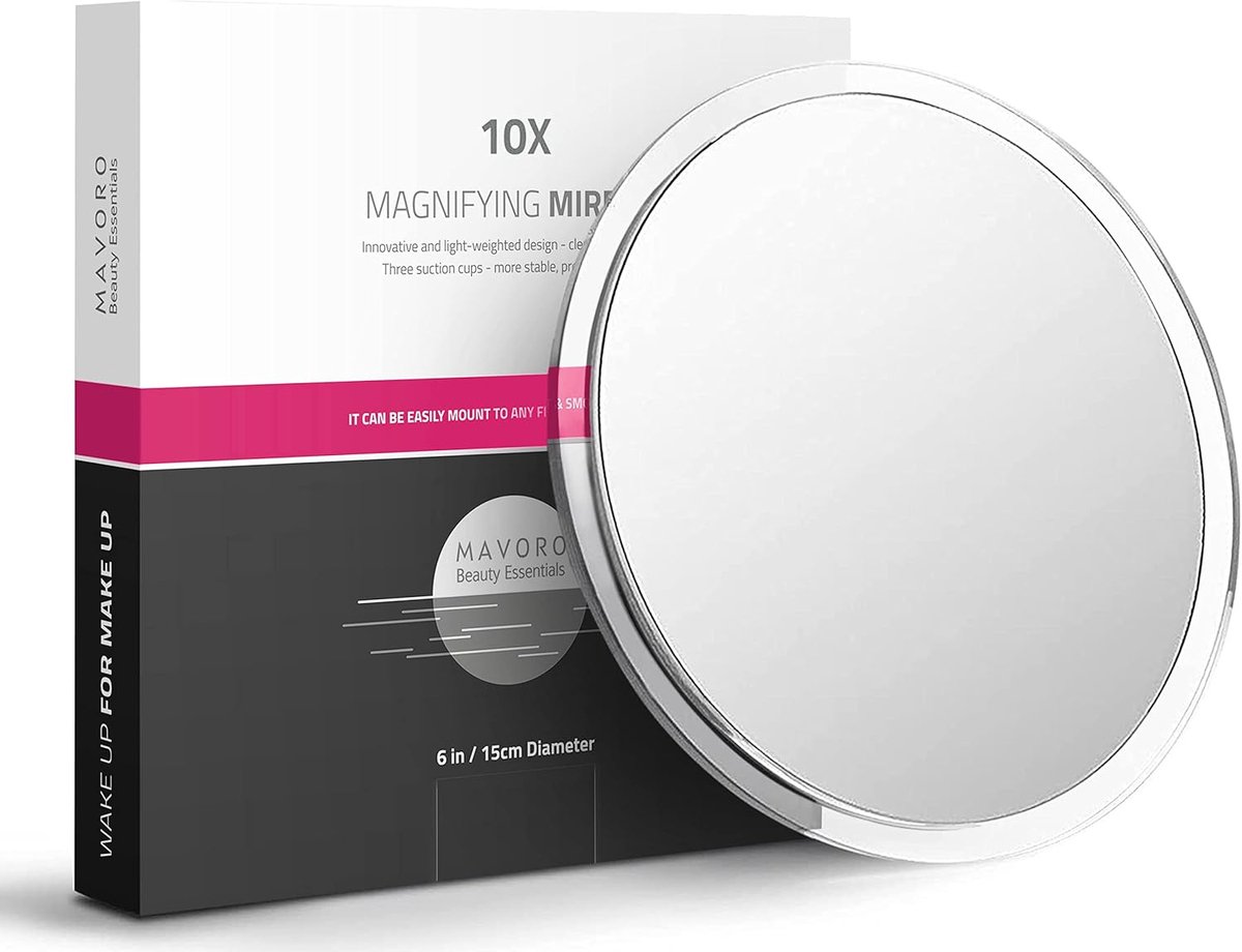 Draagbare Vergrootspiegel met Zuignappen - 10X Vergroting voor Make-up en Douche
