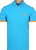 Sun68 Poloshirt Logo Fluo Blauw - Maat XXL - Heren