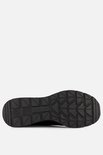 Zool van een zwarte Skechers sneaker met geometrisch profiel.