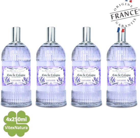 Lavendel Eau de Cologne 4 x 250 ML | merk A L'Ancienne | unisex | multifunctioneel als parfum, roomspray en fris linnengoed | Franse Parfum de Grasse