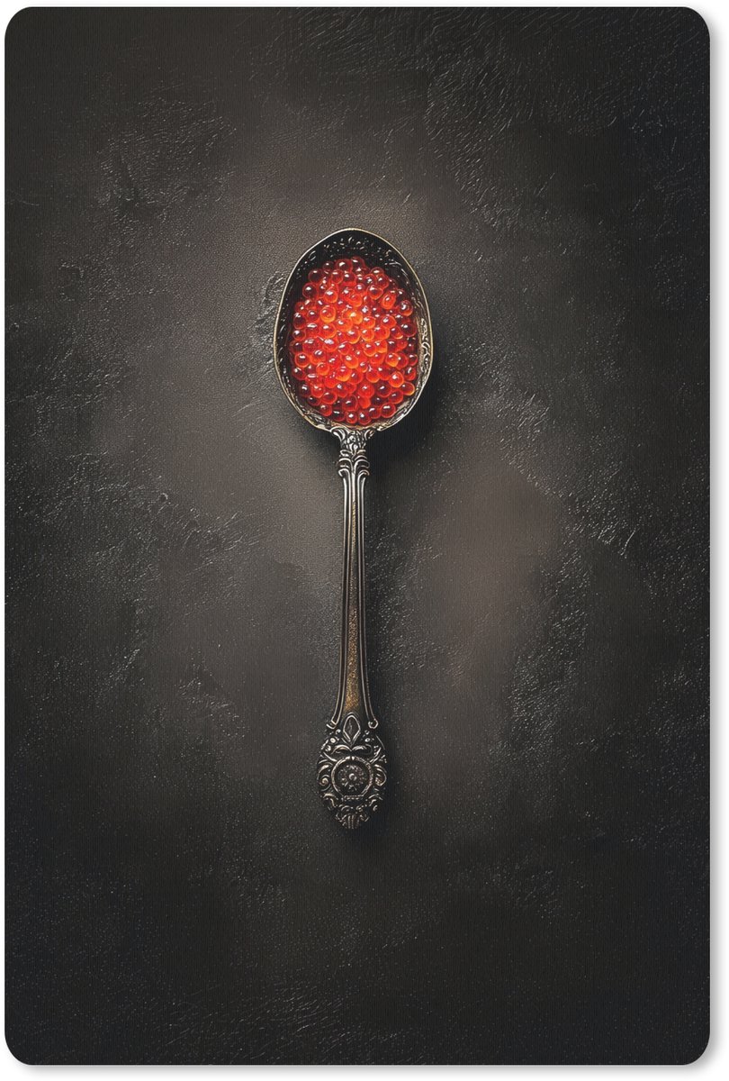 Muismat 18x27 cm - Mousepad Zwart - Lepel - Caviar - Muismatten