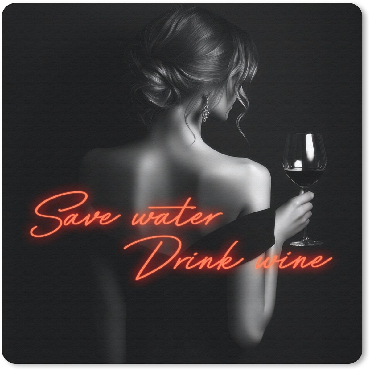 Muismat 20x20 cm - Mousepad Wijn - Vrouw - Neon - Quote - Muismatten