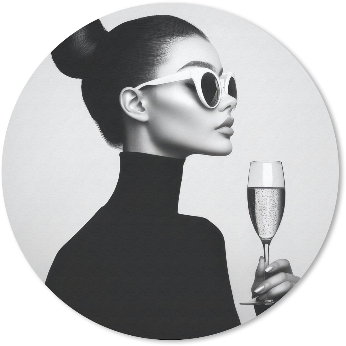Muismat rond 30x30 cm - Mousepad Vrouw - Champagne - Modern - Ronde muismatten